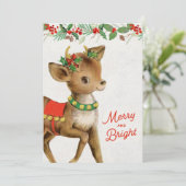 かわいいヴィンテージレトロクリスマスディアー シーズンカード (スタンド正面)