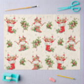 かわいいヴィンテージレトロクリスマスレッドグリーン小妖精や小人 薄葉紙 (クラフト)