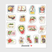 かわいいヴィンテージレトロクリスマス封筒用シールセット シール (シート)