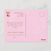 かわいいヴィンテージレトロクリスマス小妖精や小人ピンク ポストカード (裏面)