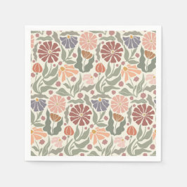 かわいいヴィンテージレトロフラワーズティッシュペーパー スタンダードカクテルナプキン