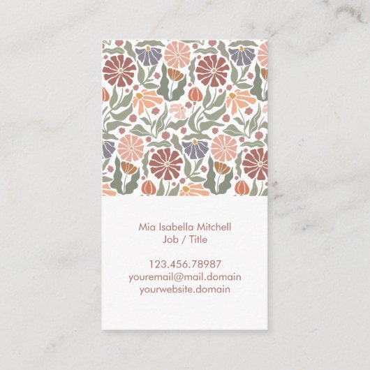 かわいいヴィンテージレトロフラワーズ名刺 名刺 (裏面)