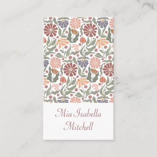 かわいいヴィンテージレトロフラワーズ名刺 名刺 (正面)