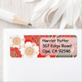 かわいいヴィンテージレトロフローラ赤い白ベクトル ラベル (インサイチュ)