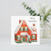 かわいいヴィンテージレトロメリークリスマスウィンターコテージ シーズンカード (スタンド正面)
