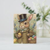 かわいいヴィンテージレトロラビットイースターエッグポストカード ポストカード (スタンド正面)