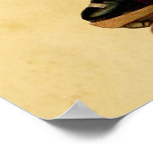 かわいいヴィンテージレトロローラースケートフローラ ポスター (角)