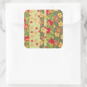 かわいいヴィンテージレトロ素晴らしフローラ着物パターン スクエアシール (バッグ)