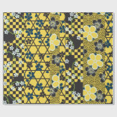 かわいいヴィンテージレトロ素晴らしフローラ着物パターン ラッピングペーパー (フラット)