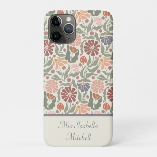 かわいいヴィンテージレトロ花カスタマイズ可能な名前 Case-Mate iPhoneケース (裏)