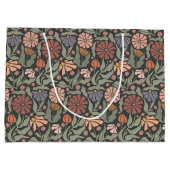 かわいいヴィンテージレトロ花大抱き枕 ラージペーパーバッグ (裏面)