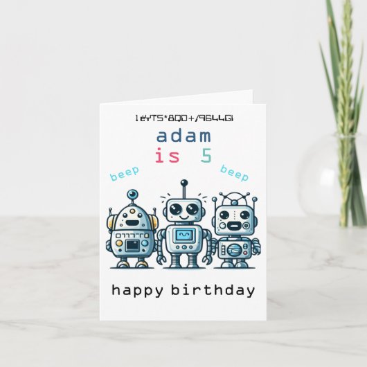 かわいいヴィンテージレトロsci fiロボット誕生日カード サンキューカード (正面)