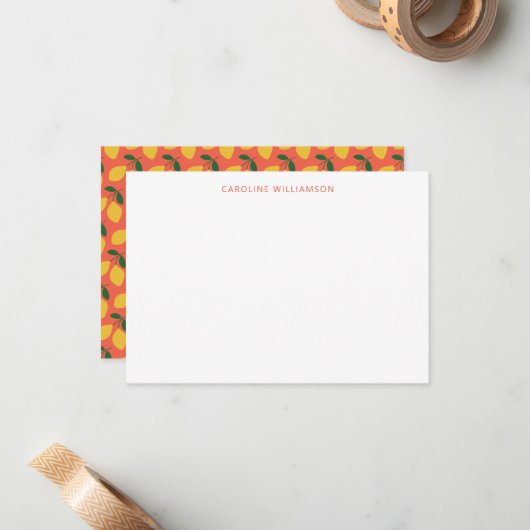 かわいいヴィンテージレモンのオレンジの文パーソナライズされた具 ノートカード (正面/裏面インサイチュ)
