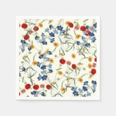 かわいいヴィンテージワイルドフラワーパターン(白) スタンダードカクテルナプキン (正面)