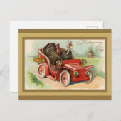 かわいいヴィンテージ七面鳥サンクスギビング ポストカード (正面/裏面)