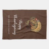 かわいいヴィンテージ七面鳥ハッピー感謝祭 キッチンタオル (横)