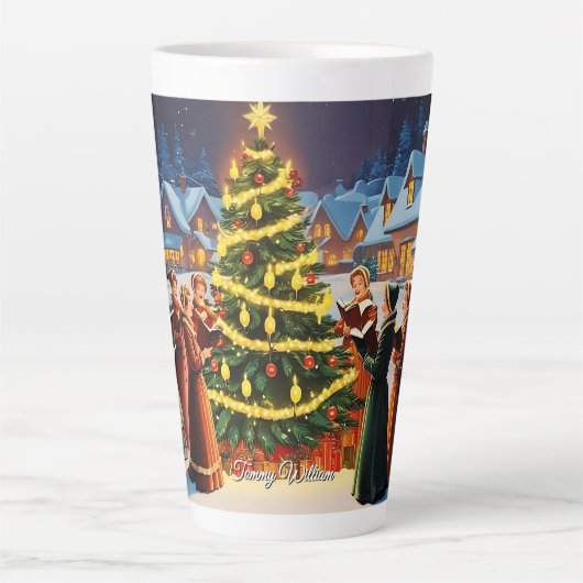 かわいいヴィンテージ伝統的クリスマス カフェラテマグ (正面)