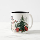 かわいいヴィンテージ伝統的クリスマス ツートーンマグカップ (正面右)