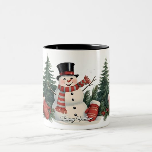 かわいいヴィンテージ伝統的クリスマス ツートーンマグカップ (中央)