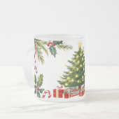 かわいいヴィンテージ伝統的クリスマス フロストグラスマグカップ (正面左)