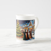 かわいいヴィンテージ伝統的クリスマス ボーンチャイナマグカップ (正面右)