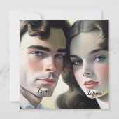 かわいいヴィンテージ写真  エクリュ紙のSave the Date 招待状 (正面)