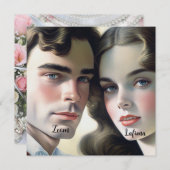 かわいいヴィンテージ写真  エクリュ紙のSave the Date 招待状 (正面/裏面)