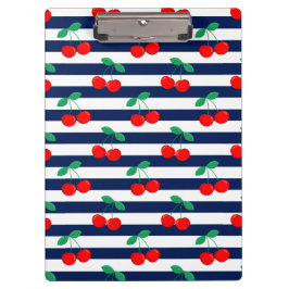 かわいいヴィンテージ夏のさくらんぼとストライプ クリップボード