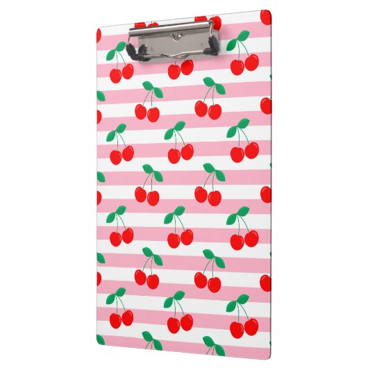 かわいいヴィンテージ夏のさくらんぼとストライプ クリップボード (左)