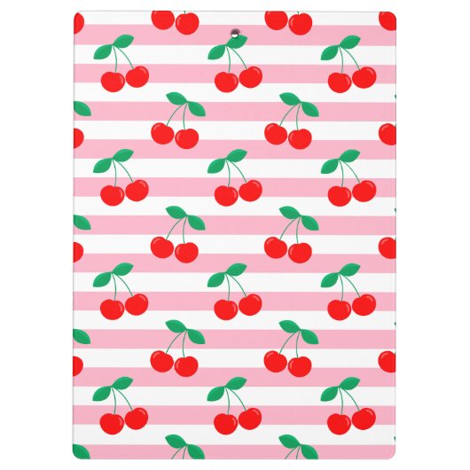 かわいいヴィンテージ夏のさくらんぼとストライプ クリップボード (裏面)