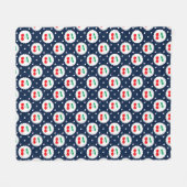 かわいいヴィンテージ夏のさくらんぼオンネイビーブルー フリースブランケット (正面(横))