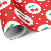 かわいいヴィンテージ夏のさくらんぼオンブライトレッド ラッピングペーパー (ロールコーナー)