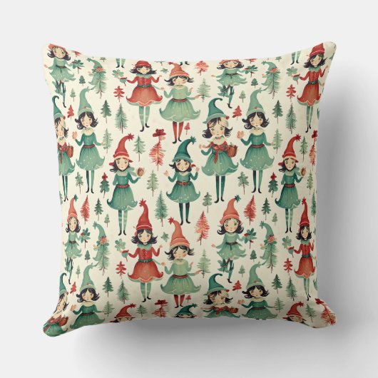 かわいいヴィンテージ女子小妖精や小人クリスマスシーズン クッション (裏面)