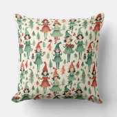 かわいいヴィンテージ女子小妖精や小人クリスマスシーズン クッション (正面)