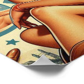 かわいいヴィンテージ女性のカーボーイ ポスター (角)