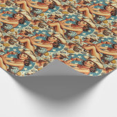 かわいいヴィンテージ女性のカーボーイ ラッピングペーパー (角)