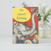 かわいいヴィンテージ子供パーティーの招待状 スイートエレファント 招待状 (スタンド正面)