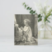 かわいいヴィンテージ子供ファースト祈りの言葉イラストレーション1878 ポストカード (スタンド正面)