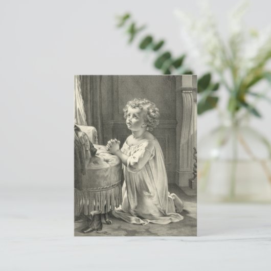 かわいいヴィンテージ子供ファースト祈りの言葉イラストレーション1878 ポストカード (スタンド正面)