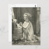 かわいいヴィンテージ子供ファースト祈りの言葉イラストレーション1878 ポストカード (正面/裏面)