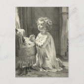 かわいいヴィンテージ子供ファースト祈りの言葉イラストレーション1878 ポストカード (正面)