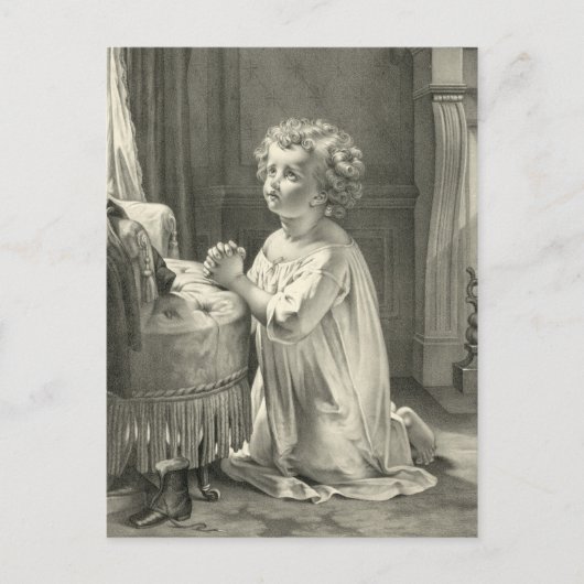 かわいいヴィンテージ子供ファースト祈りの言葉イラストレーション1878 ポストカード (正面)