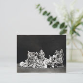 かわいいヴィンテージ子猫と糸 ポストカード (スタンド正面)