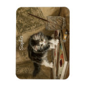 かわいいヴィンテージ子猫アート、名前 マグネット (縦)