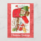 かわいいヴィンテージ子猫クリスマスグリーティング ポストカード (正面)