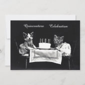 かわいいヴィンテージ子猫バースデーパーティー 招待状 (正面)