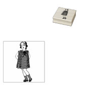 かわいいヴィンテージ小さな女の子1940年代 ラバースタンプ (押印)