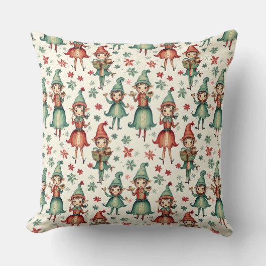 かわいいヴィンテージ小妖精や小人クリスマスシーズン クッション (正面)