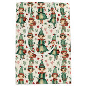 かわいいヴィンテージ小妖精や小人クリスマスシーズン ミディアムペーパーバッグ (正面)