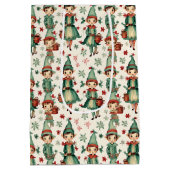 かわいいヴィンテージ小妖精や小人クリスマスシーズン ミディアムペーパーバッグ (裏面)